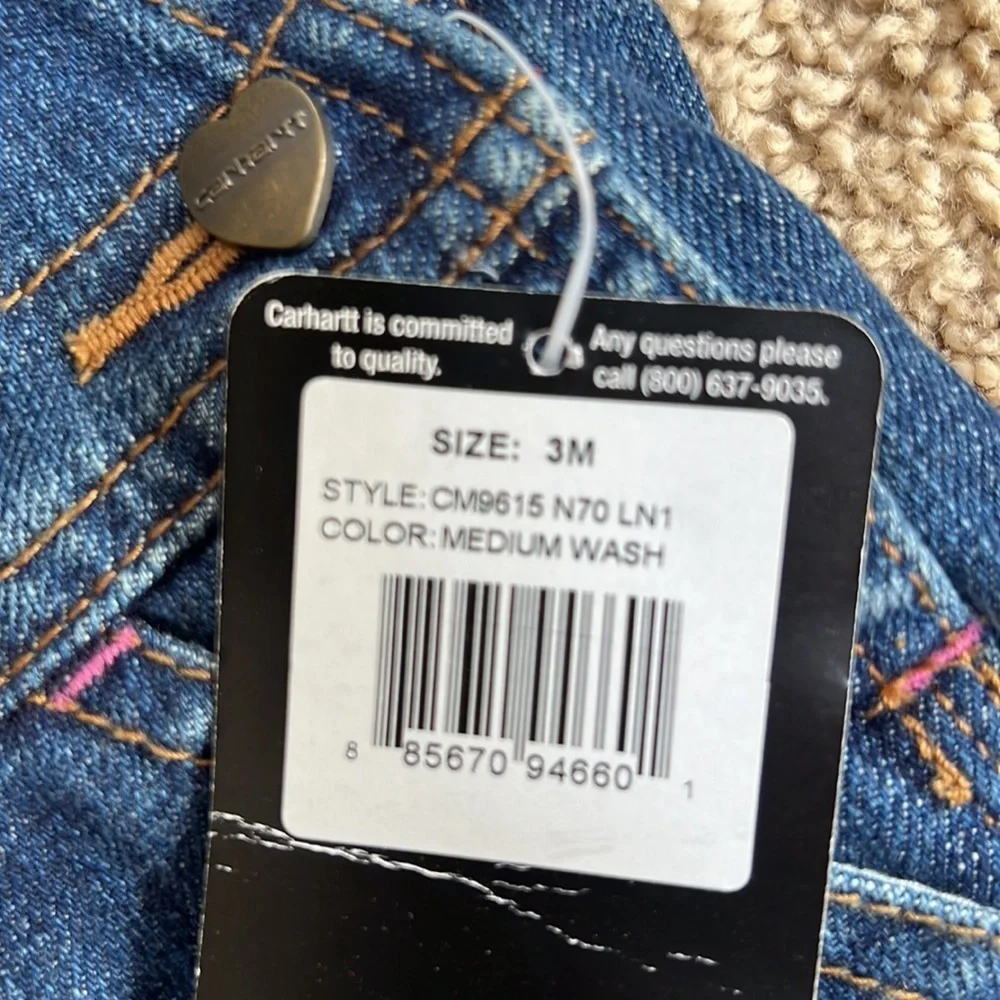 New! Carhartt for kids 3M bib denim overalls .